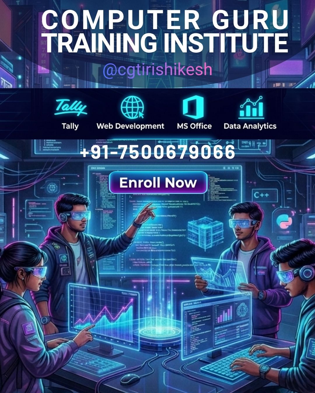 Future sirf socha nahi jata — build kiya jata hai. 💻
Computer Guru Training Institute ke saath apni digital journey start karo.

Courses: Tally | Web Development | MS Office | Data Analytics

Practical Training + Real Projects

Job-Oriented Skills

📲 Enroll Today & Upgrade Your Career
📞 +91-7500679066